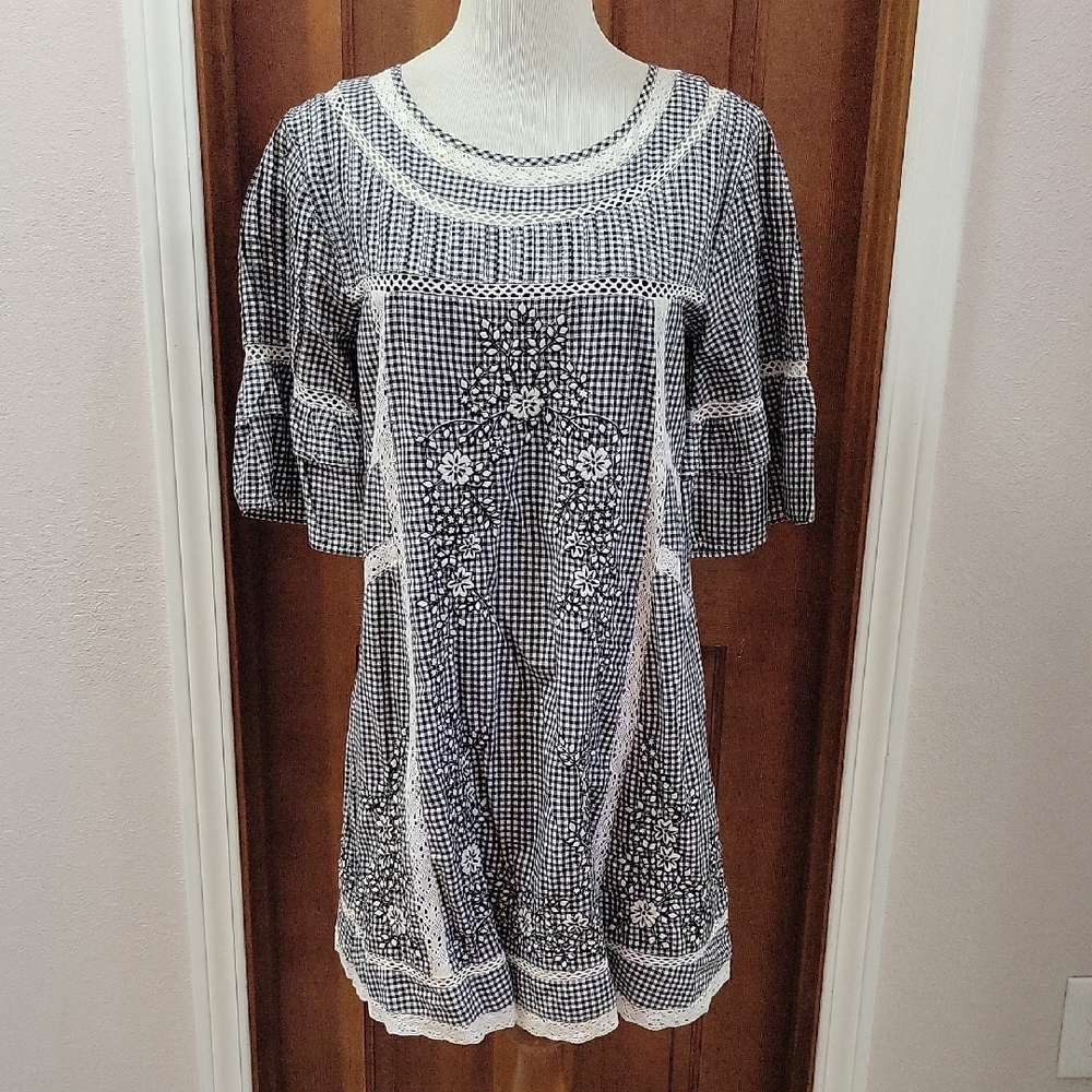 Free People Black and White Floral Mini Dress
